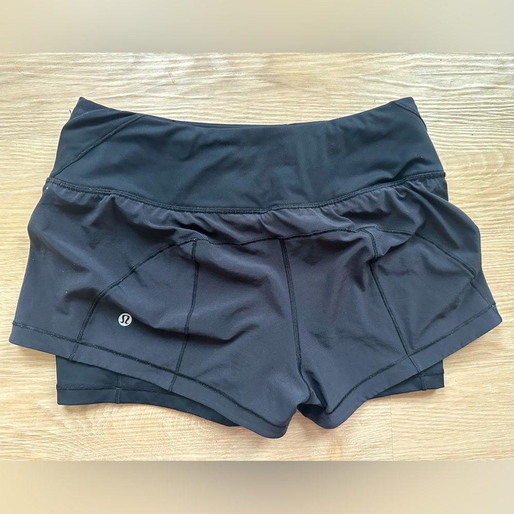 Lululemon black break free shorts 6
